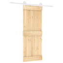 Skydedør Natur og hvid 80 x 210 cm Massivt Fyrretræ