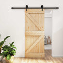 Skydedør Naturfarvet og sort 85 x 210 cm Massivt Fyrretræ