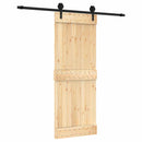 Skydedør Naturfarvet og sort 80 x 210 cm Massivt Fyrretræ