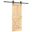 Skydedør Naturfarvet og sort 80 x 210 cm Massivt Fyrretræ