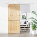 Skydedør Natur og hvid 85 x 210 cm Massivt Fyrretræ