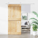 Skydedør Natur og hvid 90 x 210 cm Massivt Fyrretræ