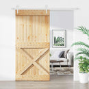 Skydedør Natur og hvid 100 x 210 cm Massivt Fyrretræ