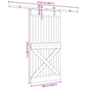 Skydedør NARVIK Naturfarvet og sort 100 x 210 cm (213,5 cm)
