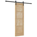Skydedør 61 x 198,5 cm Massivt fyrretræ Naturfarvet og sort