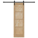 Skydedør 61 x 198,5 cm Massivt fyrretræ Naturfarvet og sort