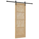 Skydedør 73,5 x 211 cm Massivt fyrretræ Naturfarvet og sort