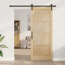 Skydedør 86 x 211 cm Massivt fyrretræ Naturfarvet og sort