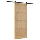 Skydedør 86 x 211 cm Massivt fyrretræ Naturfarvet og sort