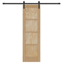Skydedør 61 x 198,5 cm Massivt fyrretræ Naturfarvet og sort
