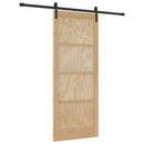 Skydedør 86 x 211 cm Massivt fyrretræ Naturfarvet og sort