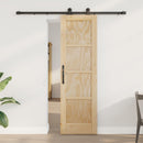 Skydedør Naturfarvet og sort 61 x 198,5 cm Massivt fyrretræ