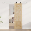 Skydedør Naturfarvet og sort 61 x 198,5 cm Massivt fyrretræ