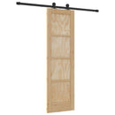 Skydedør Naturfarvet og sort 61 x 198,5 cm Massivt fyrretræ