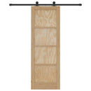 Skydedør Naturfarvet og sort 73,5 x 211 cm Massivt fyrretræ