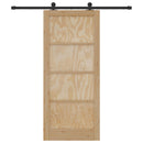 Skydedør Naturfarvet og sort 86 x 198,5 cm Massivt fyrretræ