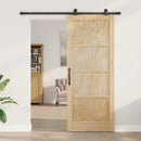 Skydedør Naturfarvet og sort 86 x 211 cm Massivt fyrretræ