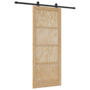 Skydedør Naturfarvet og sort 86 x 211 cm Massivt fyrretræ
