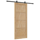 Skydedør Naturfarvet og sort 86 x 211 cm Massivt fyrretræ