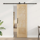 Skydedør Naturfarvet og sort 61 x 198,5 cm Massivt fyrretræ