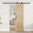 Skydedør Naturfarvet og sort 61 x 198,5 cm Massivt fyrretræ