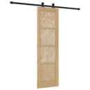 Skydedør Naturfarvet og sort 61 x 198,5 cm Massivt fyrretræ