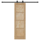 Skydedør Naturfarvet og sort 61 x 198,5 cm Massivt fyrretræ