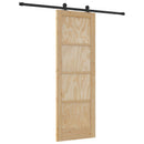 Skydedør Naturfarvet og sort 73,5 x 211 cm Massivt fyrretræ