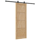 Skydedør Naturfarvet og sort 73,5 x 211 cm Massivt fyrretræ