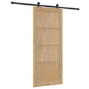 Skydedør Naturfarvet og sort 86 x 198,5 cm Massivt fyrretræ