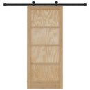 Skydedør Naturfarvet og sort 86 x 198,5 cm Massivt fyrretræ