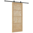 Skydedør Naturfarvet og sort 86 x 211 cm Massivt fyrretræ