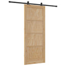 Skydedør Naturfarvet og sort 86 x 211 cm Massivt fyrretræ