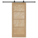 Skydedør Naturfarvet og sort 86 x 211 cm Massivt fyrretræ