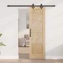 Skydedør Naturfarvet og sort 61 x 198,5 cm Massivt fyrretræ