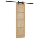 Skydedør Naturfarvet og sort 61 x 198,5 cm Massivt fyrretræ