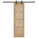 Skydedør Naturfarvet og sort 61 x 198,5 cm Massivt fyrretræ
