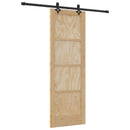 Skydedør Naturfarvet og sort 73,5 x 211 cm Massivt fyrretræ