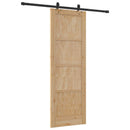 Skydedør Naturfarvet og sort 73,5 x 211 cm Massivt fyrretræ