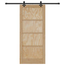 Skydedør Naturfarvet og sort 86 x 198,5 cm Massivt fyrretræ