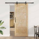 Skydedør Naturfarvet og sort 86 x 211 cm Massivt fyrretræ