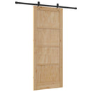 Skydedør Naturfarvet og sort 86 x 211 cm Massivt fyrretræ