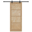 Skydedør Naturfarvet og sort 86 x 211 cm Massivt fyrretræ