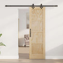Skydedør Naturfarvet og sort 61 x 198,5 cm Massivt fyrretræ