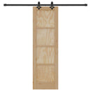 Skydedør Naturfarvet og sort 61 x 198,5 cm Massivt fyrretræ