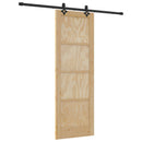Skydedør Naturfarvet og sort 73,5 x 211 cm Massivt fyrretræ