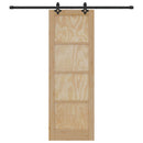 Skydedør Naturfarvet og sort 73,5 x 211 cm Massivt fyrretræ