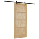 Skydedør Naturfarvet og sort 86 x 198,5 cm Massivt fyrretræ