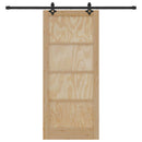 Skydedør Naturfarvet og sort 86 x 198,5 cm Massivt fyrretræ