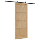 Skydedør Naturfarvet og sort 86 x 211 cm Massivt fyrretræ